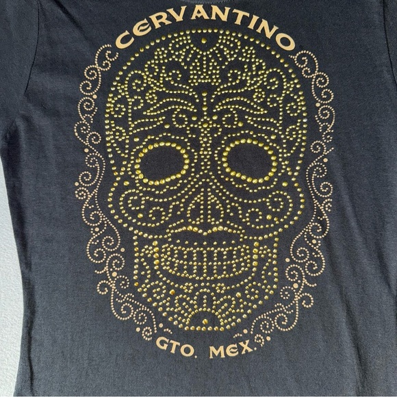 Karacool Cervantino Black T-Shirt with Gold Skull Design GTO MEX Medium - Picture 2 of 9
